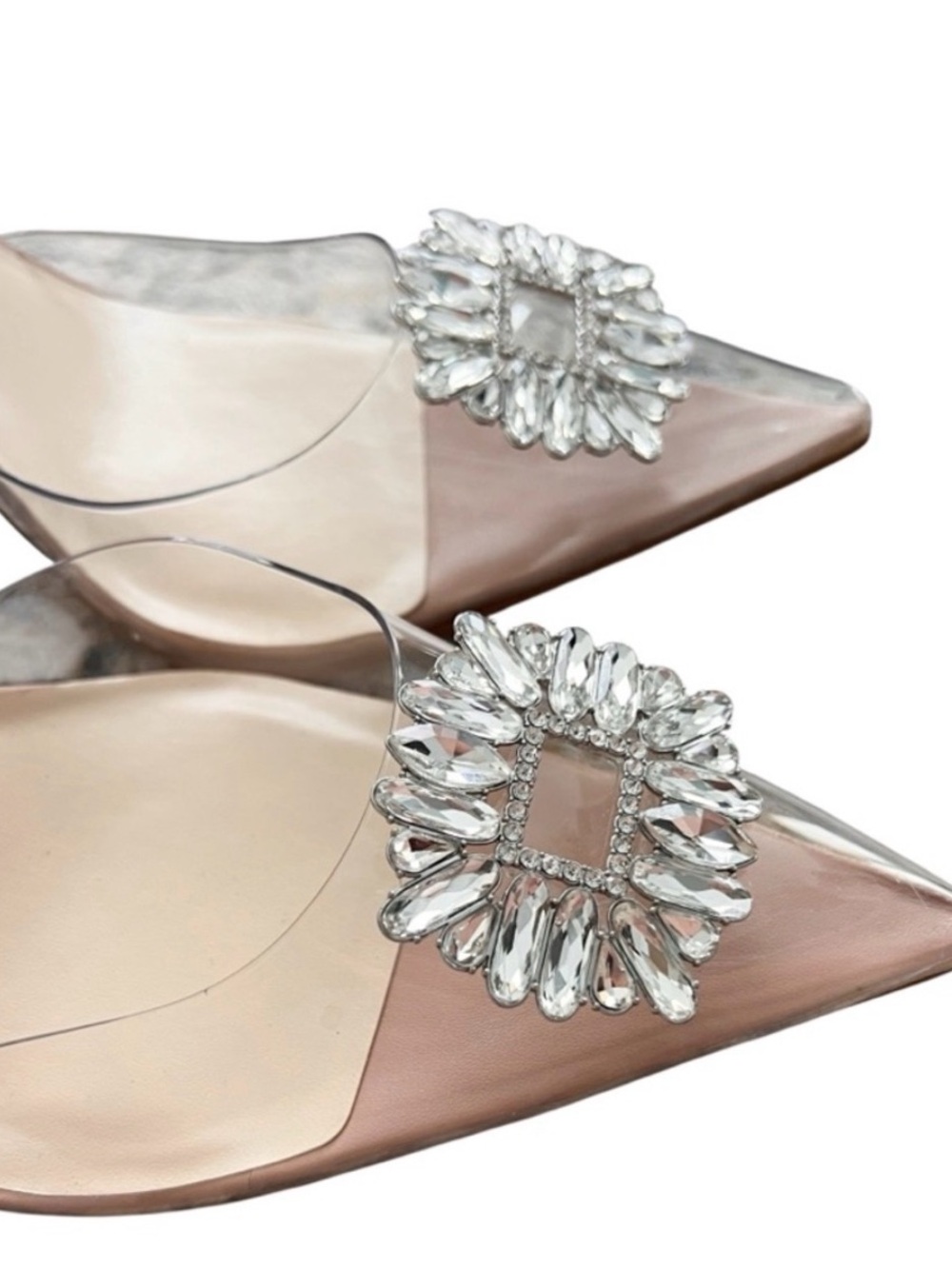 Jessica Simpson clear Blush Pointed Toe Pump with Crystal Brooch - Picture 3 of 6